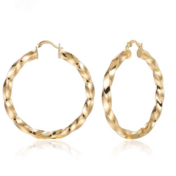 NWOT twisted gold hoop earrings - Picture 2 of 6